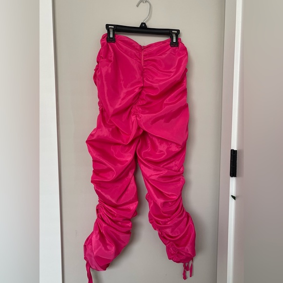 Fuchsia Ruched Side and Back Shell Pants - Picture 2 of 4